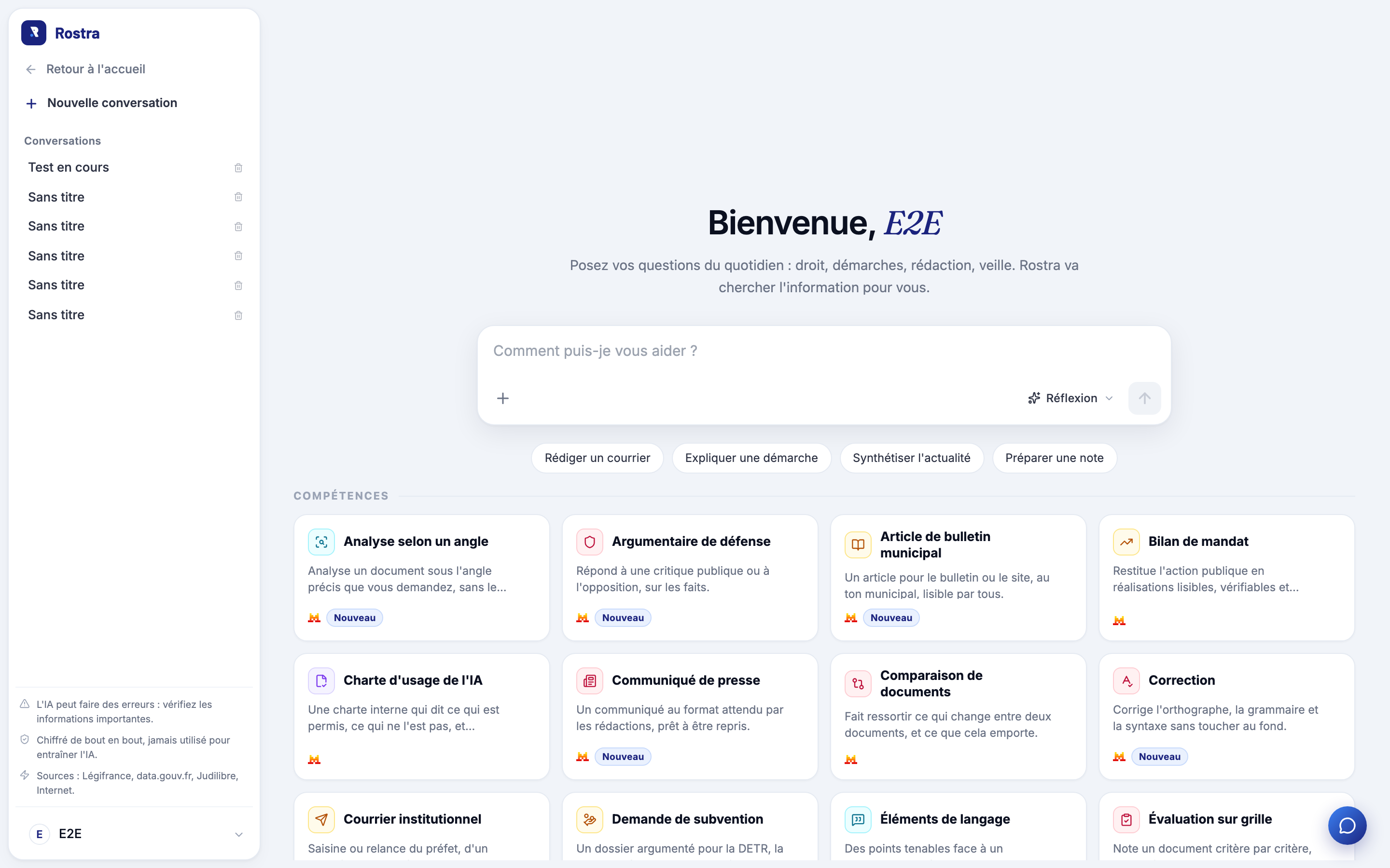 Assistant du quotidien de Rostra : questions de droit, de démarches et de rédaction, avec ses compétences