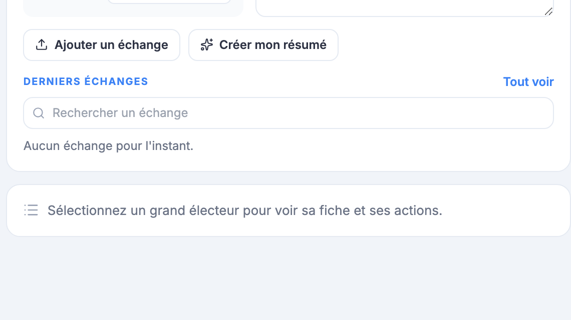 Bloc des échanges d'une commune dans Rostra : ajouter un échange et retrouver les précédents