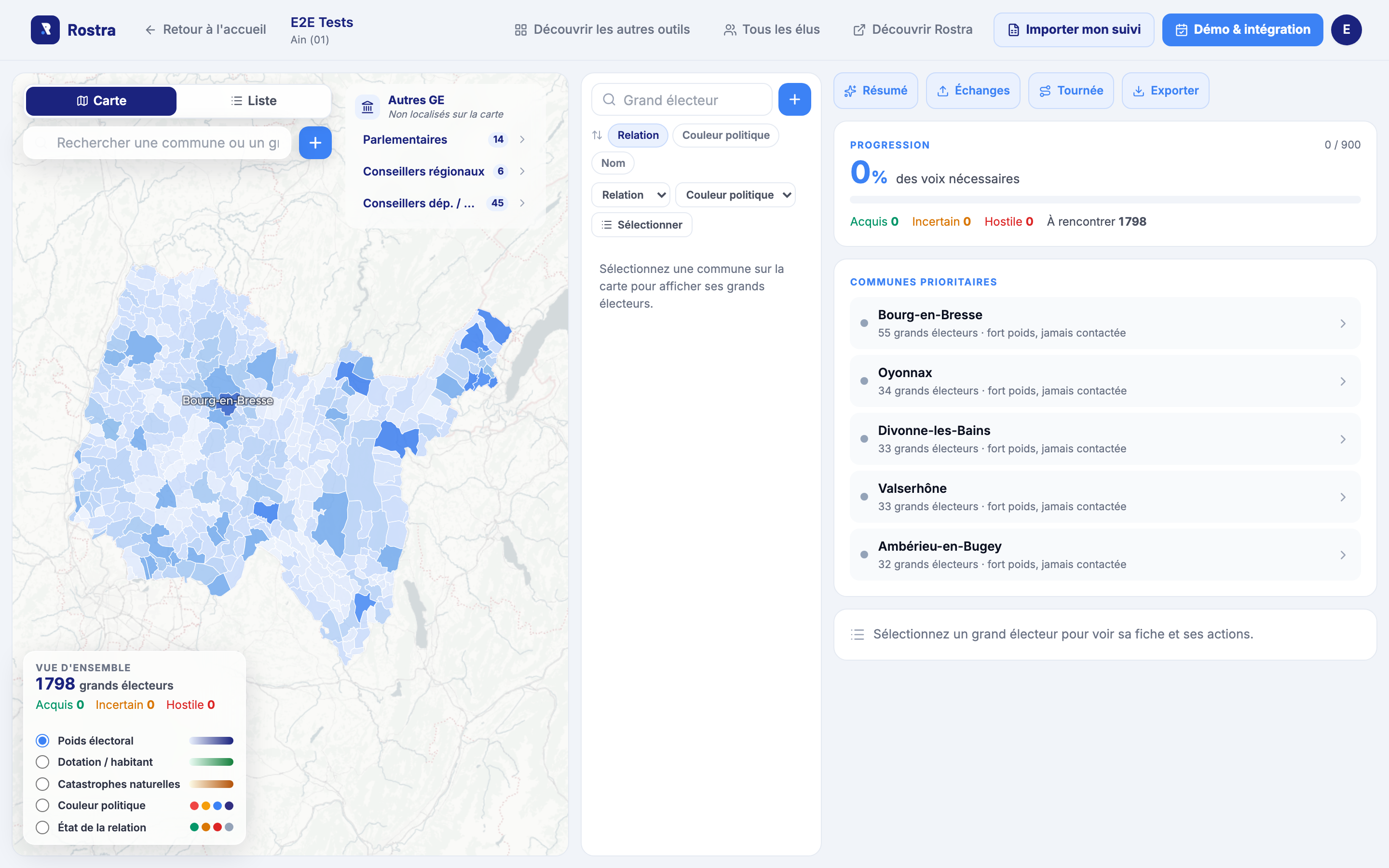 Cartographie Sénat de Rostra : grands électeurs du département sur une carte interactive