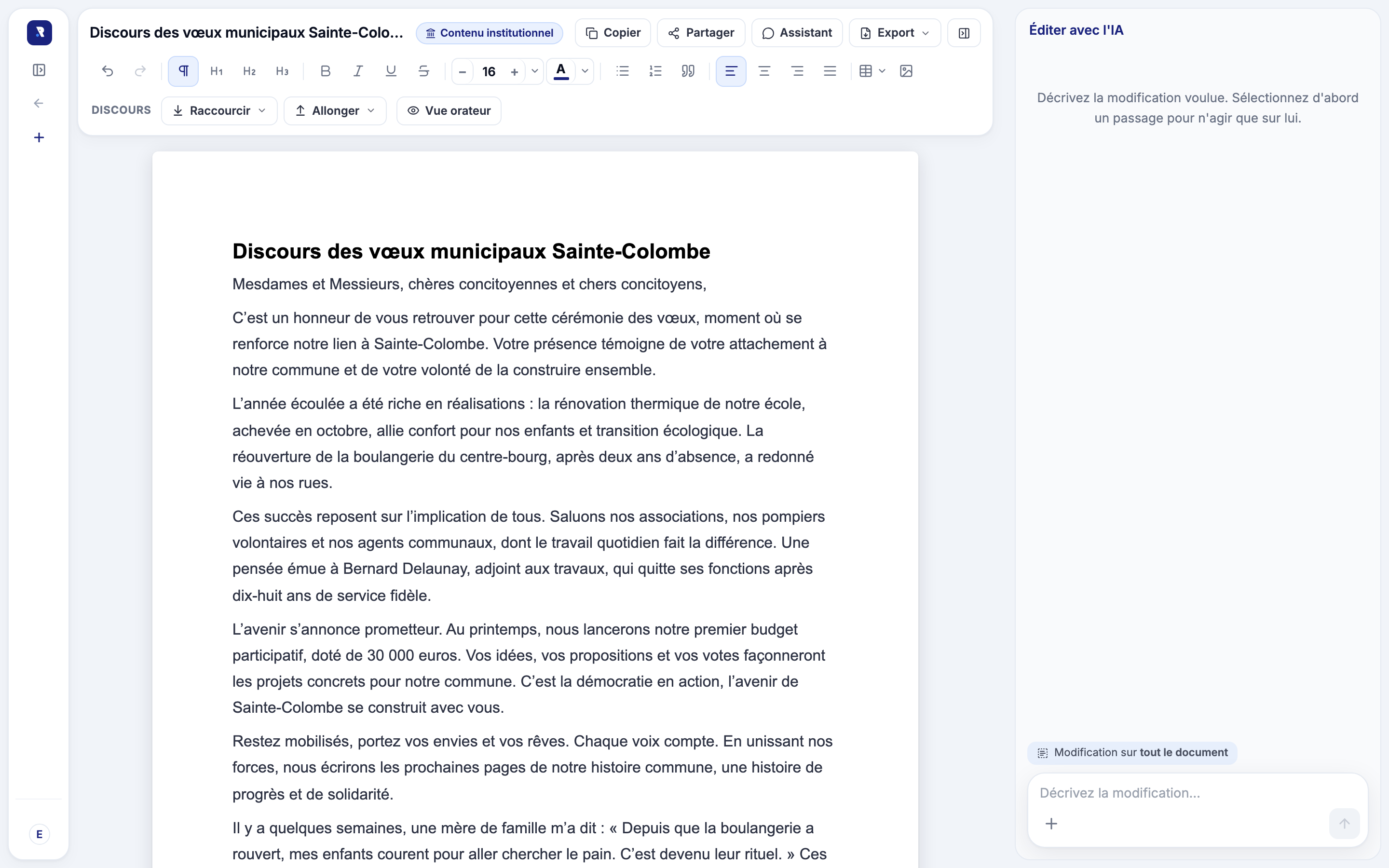 Interface Rostra pour modifier le site de la mairie