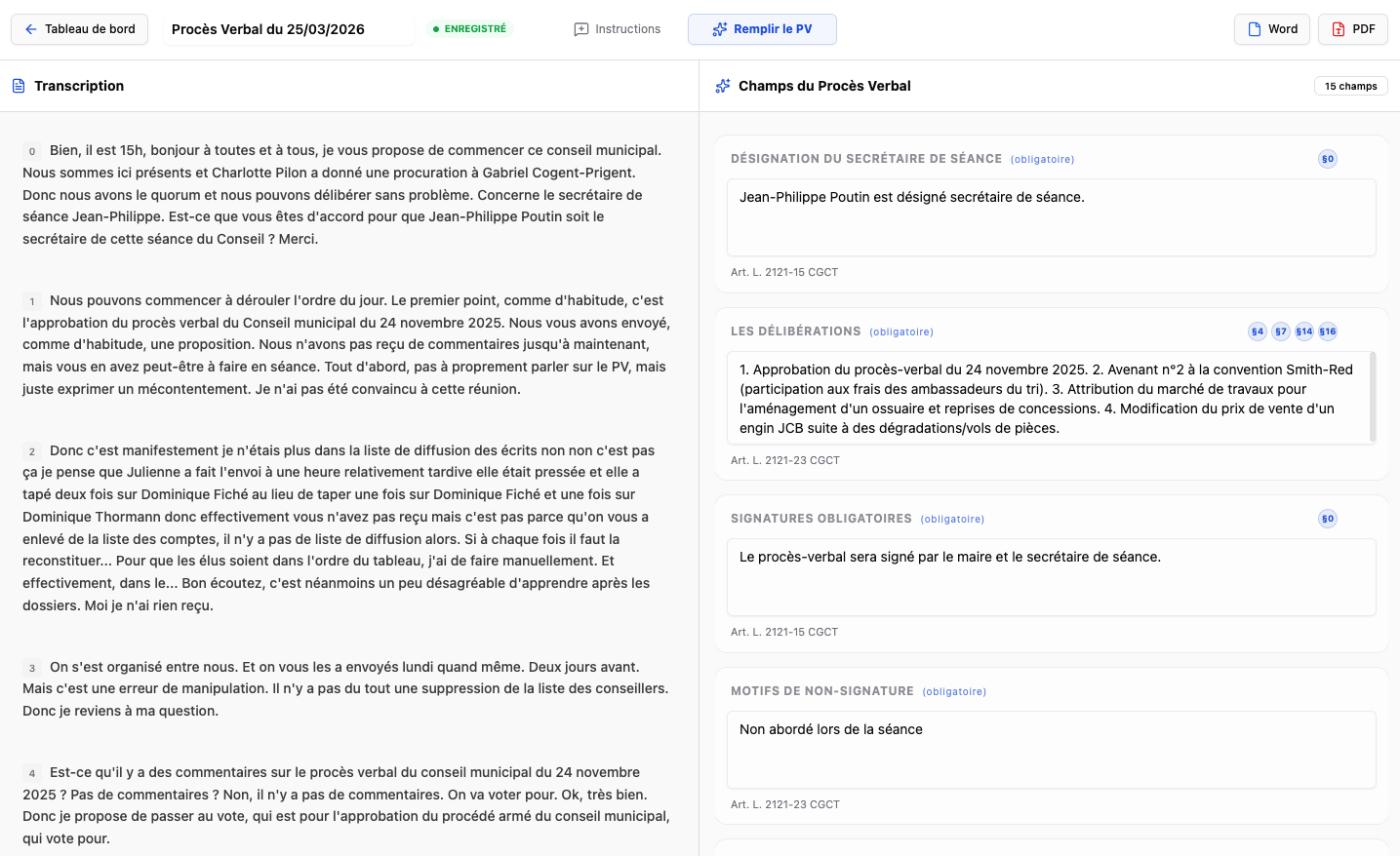 Procès-Verbal automatisé