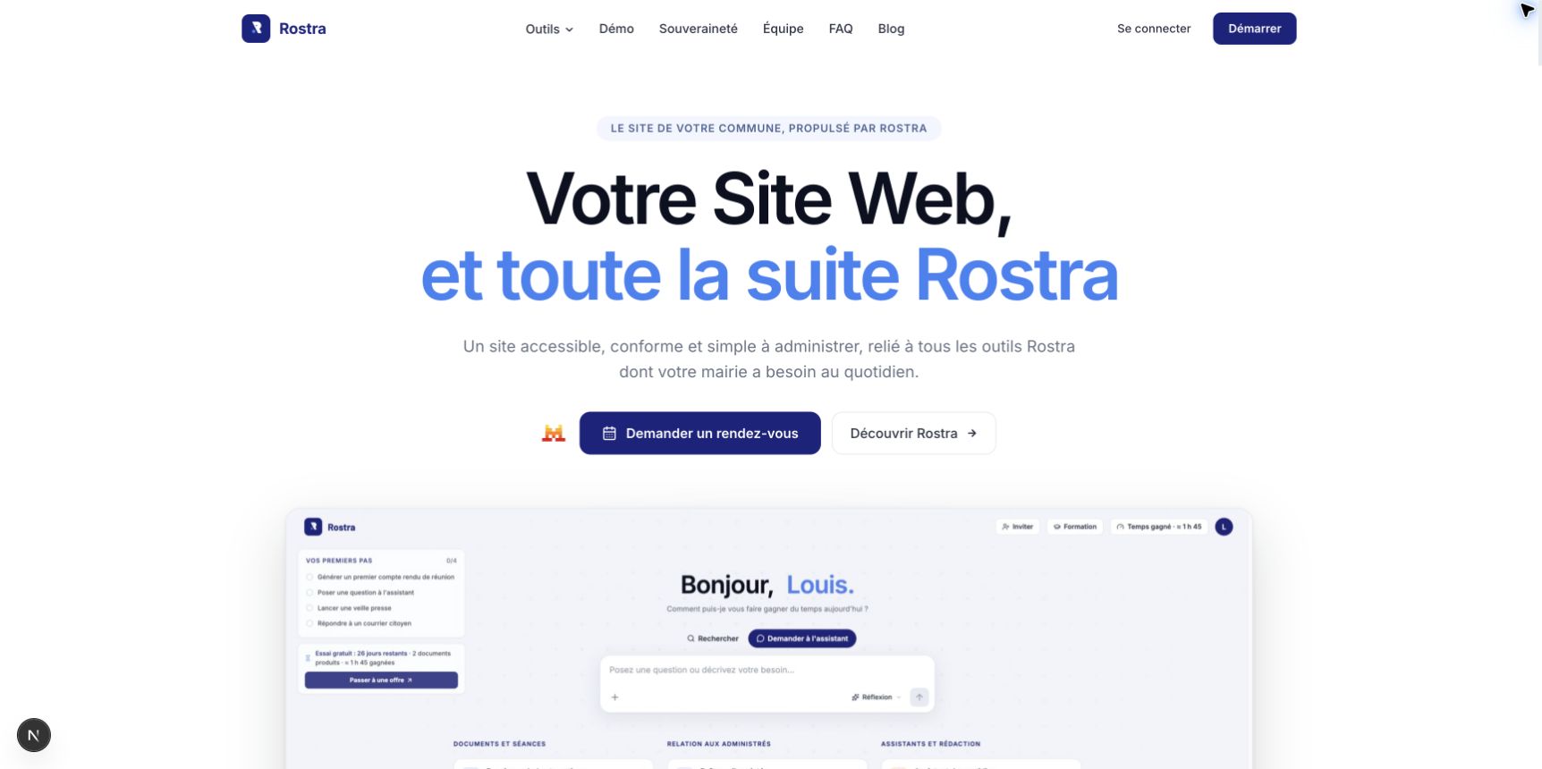 Aperçu du nouveau site web proposé par Rostra